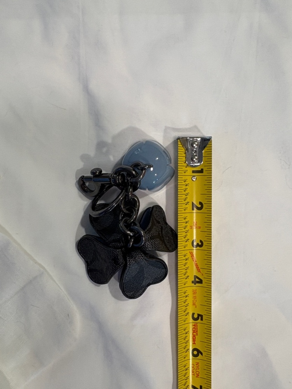NWOT Coach Black & Light Blue Tea Rose Floral Keyring Bag Charm - Picture 6 of 7